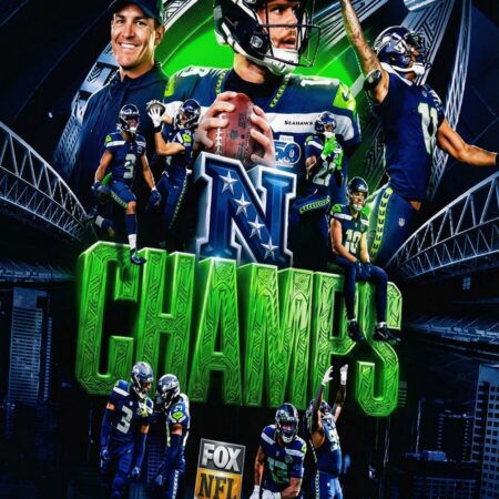 Seattle Seahawks Champions Tribute Action Art NFL Football Poster