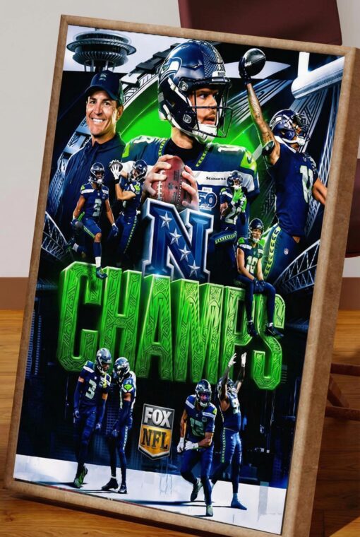 Seattle Seahawks Champions Tribute Action Art NFL Football Poster