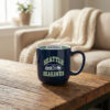 Seattle Seahawks Coffee Mug 15oz Navy Blue Stripe Design