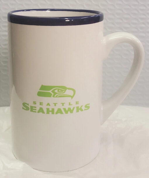 Seattle Seahawks Coffee Mug 16oz White Ceramic Color Tip