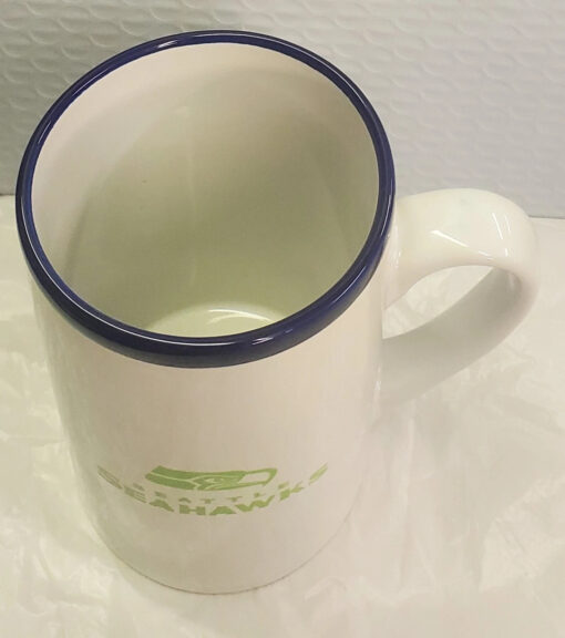 Seattle Seahawks Coffee Mug 16oz White Ceramic Color Tip
