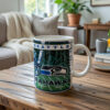 Seattle Seahawks Coffee Mug Navy Action Green Football Field