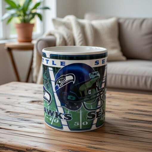 Seattle Seahawks Coffee Mug Navy Action Green Football Field Seattle Seahawks Coffee Mug Navy Action Green Football Field