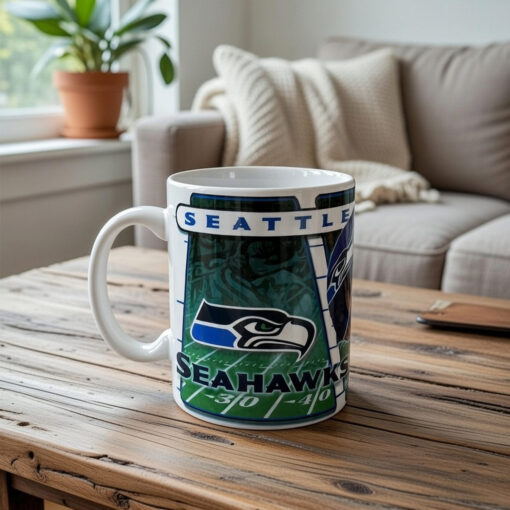 Seattle Seahawks Coffee Mug Navy Action Green Football Field Seattle Seahawks Coffee Mug Navy Action Green Football Field
