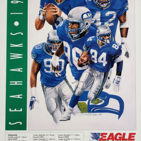 Seattle Seahawks Cortez Kennedy HOF SGA Schedule 1996 NFL Football Poster 19X27