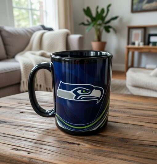 Seattle Seahawks Dynamic Coffee Mug 15oz Black Navy