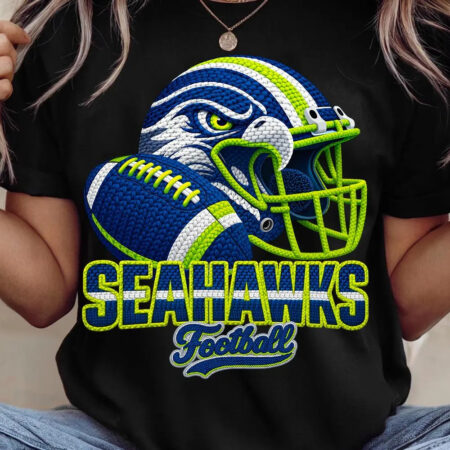Seattle Seahawks Faux Yarn Chunky Crochet Game Day Sublimation Shirt