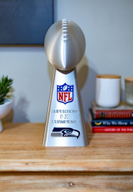 Seattle Seahawks Lombardi Trophy Replica Super Bowl LX 14 Inch 3D Printed