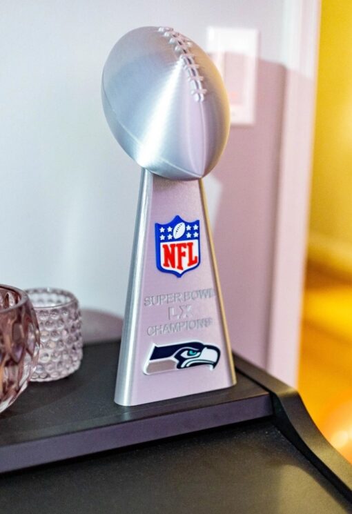 Seattle Seahawks Lombardi Trophy Replica Super Bowl LX 14 Inch 3D Printed
