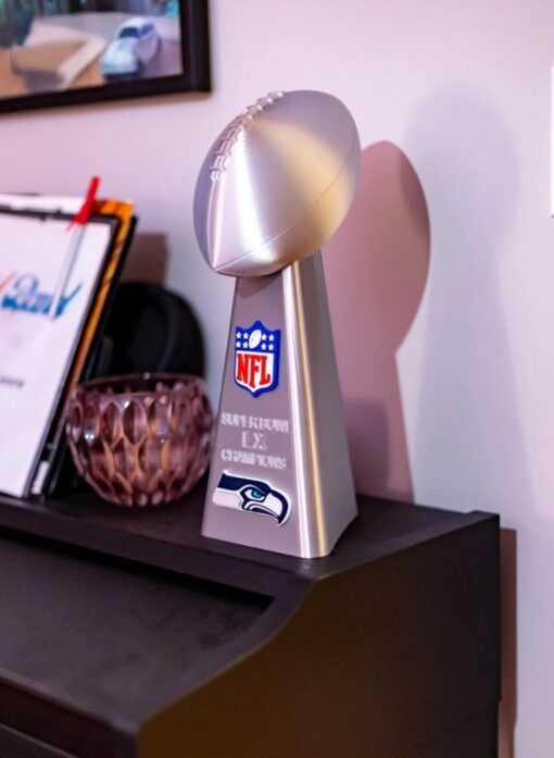 Seattle Seahawks Lombardi Trophy Replica Super Bowl LX 14 Inch 3D Printed