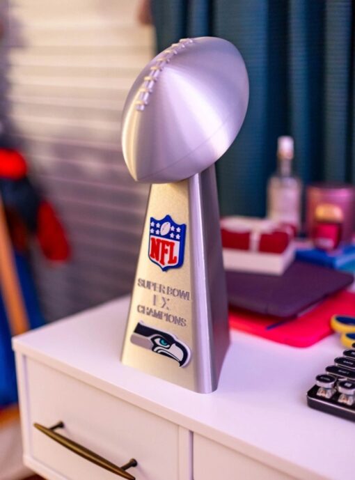 Seattle Seahawks Lombardi Trophy Replica Super Bowl LX 14 Inch 3D Printed
