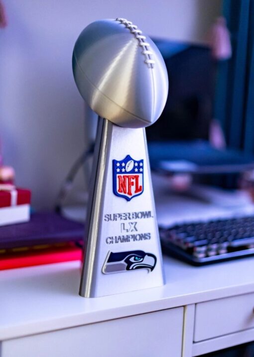 Seattle Seahawks Lombardi Trophy Replica Super Bowl LX 14 Inch 3D Printed