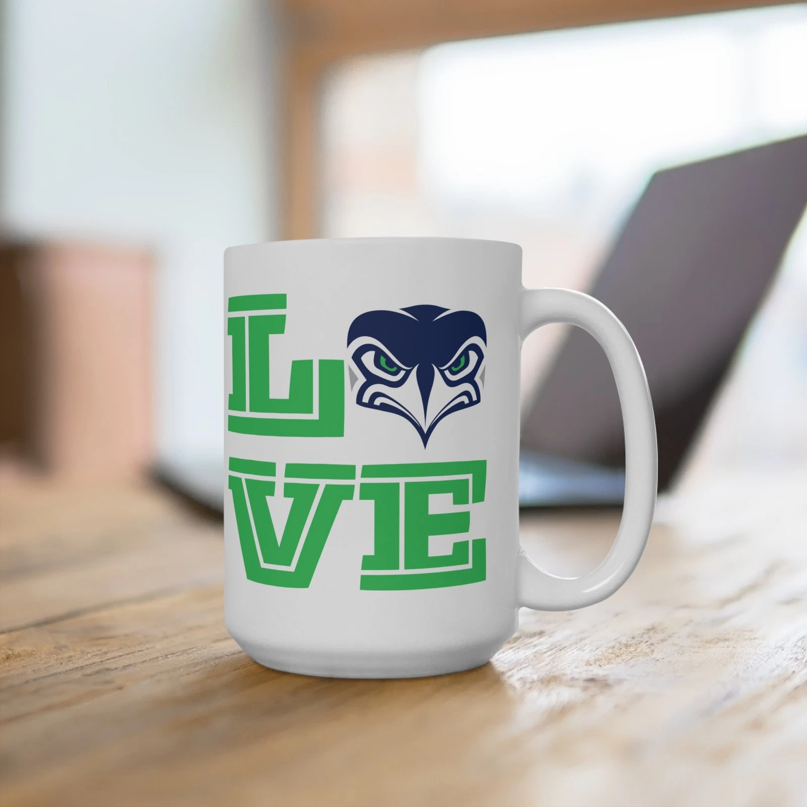 Seattle Seahawks LOVE Mascot Mug 15oz Ceramic Seattle Seahawks LOVE Mascot Mug 15oz Ceramic