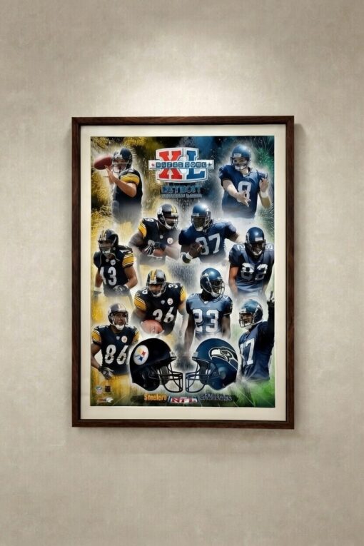 Seattle Seahawks Matted Super Bowl 40 Poster Pittsburgh