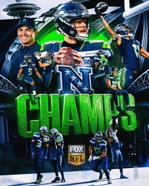 Seattle Seahawks NFC Champions Conference Champions 2025 NFL Poster