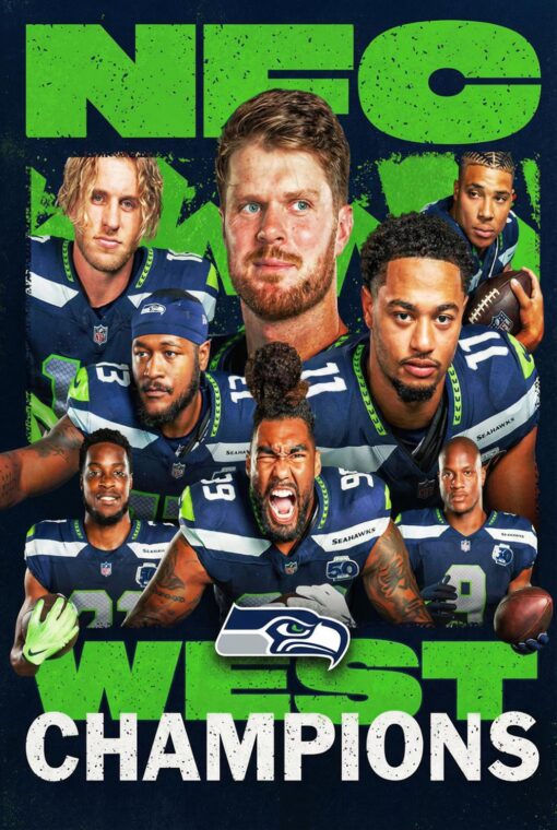 Seattle Seahawks NFC West Champions Team Poster Collection 2025