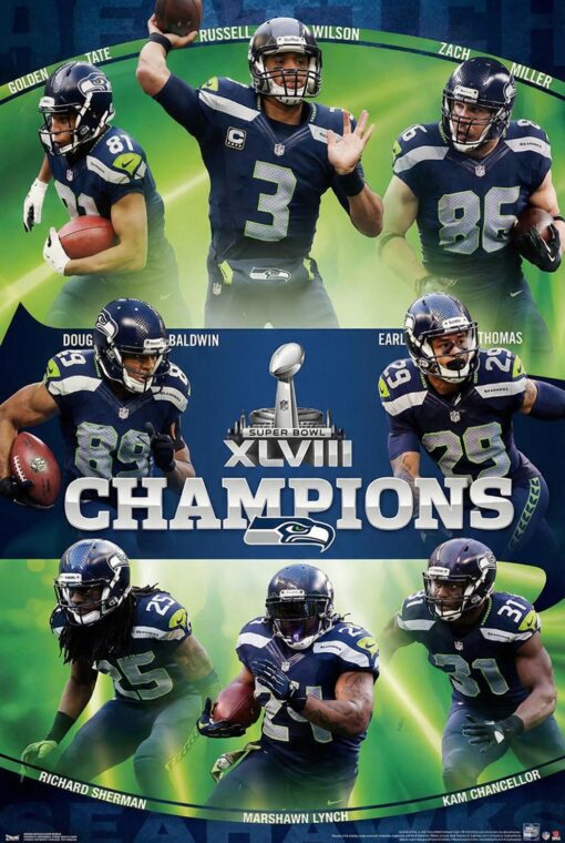 Seattle Seahawks Official Commemorative Wall Super Bowl XLVIII Poster 22×33