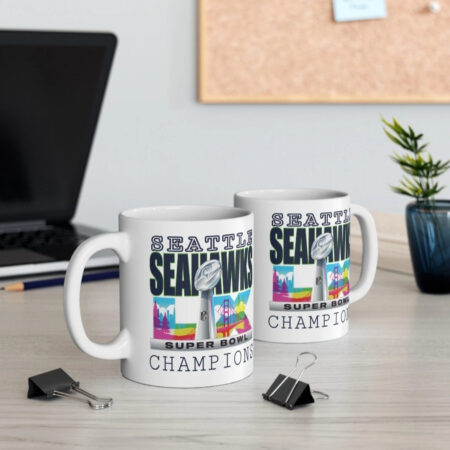 Seattle Seahawks Super Bowl LX Champions Mug 15oz Colorful Skyline