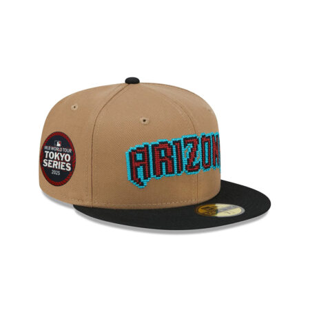 Classic Arizona Diamondbacks 8Bit Wordmark Brown Embroidery Fitted Hat
