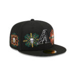 Arizona Diamondbacks Day of the Dead Skull and Flowers Black Embroidered Fitted Cap