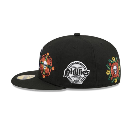 Arizona Diamondbacks Day of the Dead Skull and Flowers Black Embroidered Fitted Cap