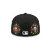 Arizona Diamondbacks Day of the Dead Skull and Flowers Black Embroidered Fitted Cap