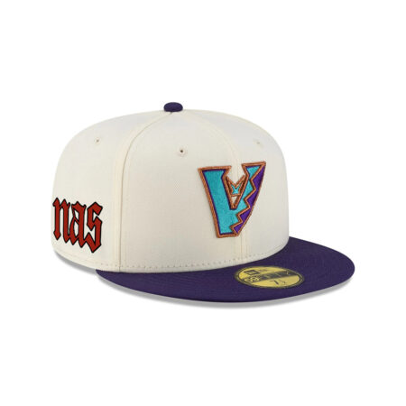 Arizona Diamondbacks Upside Down Logo Chrome Cream Stitched Fitted Cap