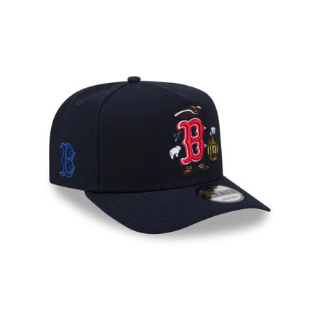 Boston Red Sox Cartoon Black Embroidered A-Frame Snapback Cap