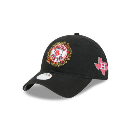 Boston Red Sox Day of the Dead Floral Black Embroidered Adjustable Hat