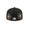 Boston Red Sox Day of the Dead Skull and Flowers Black Embroidered Fitted Hat