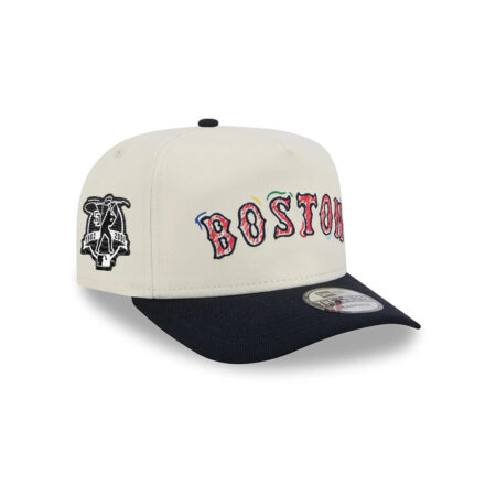 Boston Red Sox Team Scribble Cream Embroidered Golfer Cap