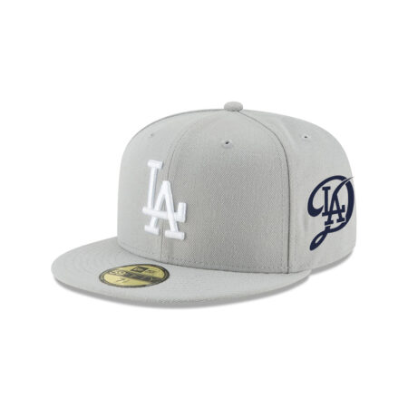 Los Angeles Dodgers Back-to-Back Champions Circle Fitted Cap in Gray