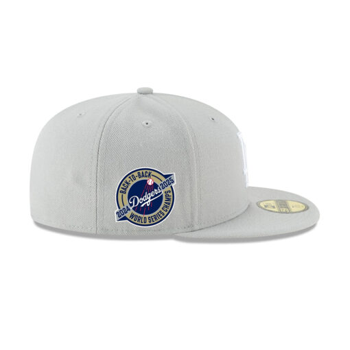 Los Angeles Dodgers Back-to-Back Champions Circle Fitted Cap in Gray