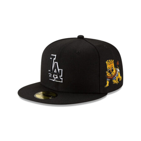 Los Angeles Dodgers Black Outline Fitted Cap in Black