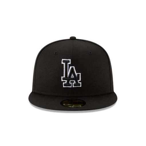 Los Angeles Dodgers Black Outline Fitted Cap in Black