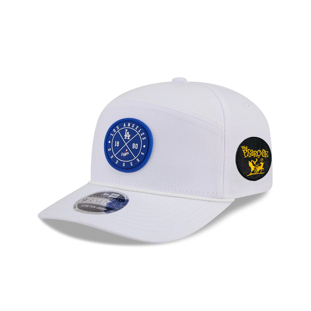 Los Angeles Dodgers Circle Logo Split-Panel Stretch-Snap in White Los Angeles Dodgers Circle Logo Split-Panel Stretch-Snap in White