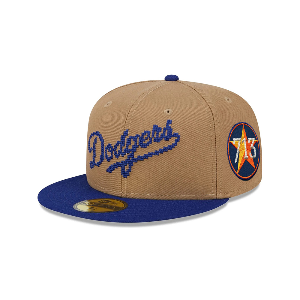 Los Angeles Dodgers Classic 8-Bit Wordmark Fitted Cap in Brown Los Angeles Dodgers Classic 8-Bit Wordmark Fitted Cap in Brown