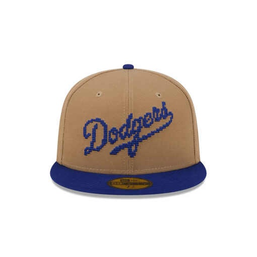 Los Angeles Dodgers Classic 8-Bit Wordmark Fitted Cap in Brown Los Angeles Dodgers Classic 8-Bit Wordmark Fitted Cap in Brown