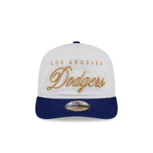 Los Angeles Dodgers Gold Scripted White Embroidered Adjustable Cap