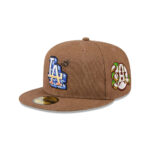 Los Angeles Dodgers Logo Scribble Fitted Cap in Brown