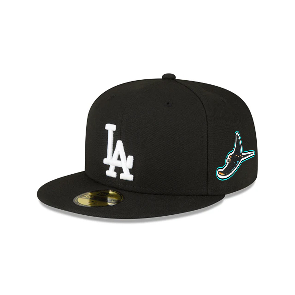 Los Angeles Dodgers Side Patch Fitted Cap in Black Los Angeles Dodgers Side Patch Fitted Cap in Black