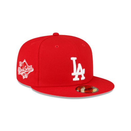 Los Angeles Dodgers Side Patch Fitted Cap in Red Los Angeles Dodgers Side Patch Fitted Cap in Red