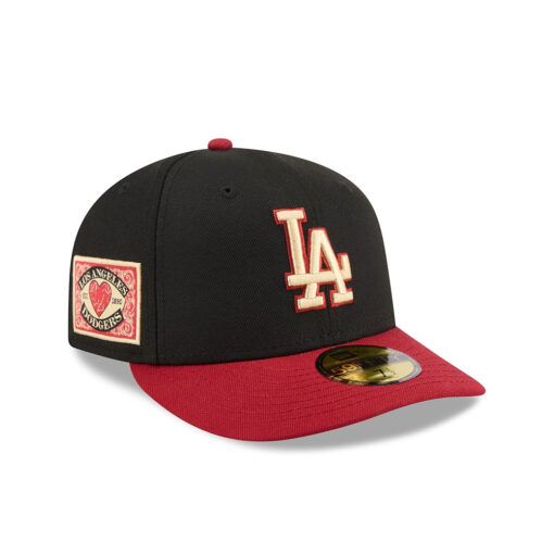 Los Angeles Dodgers Team Cards Black Embroidered Fitted Cap
