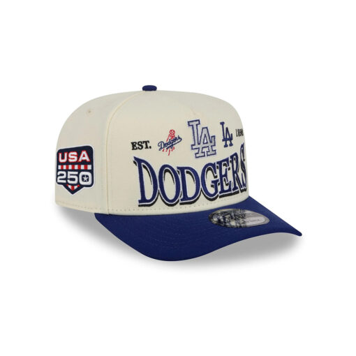 Los Angeles Dodgers Three Hit Chrome White Embroidered A-Frame Snapback Hat
