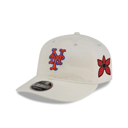 New York Mets Aime Leon Dore Chrome White Retro Crown Cream Embroidered Strapback Hat