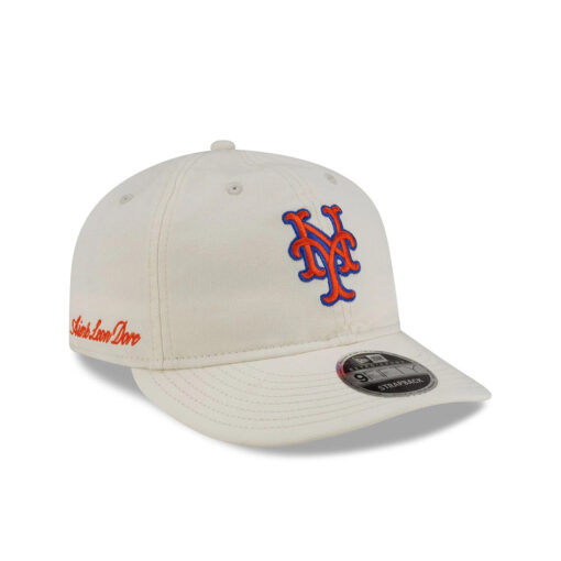 New York Mets Aime Leon Dore Chrome White Retro Crown Cream Embroidered Strapback Hat