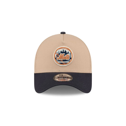 New York Mets Beige Khaki Embroidered A-Frame Snapback Cap