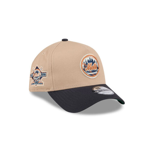 New York Mets Beige Khaki Embroidered A-Frame Snapback Cap