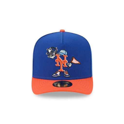New York Mets Cartoon Royal Embroidered A-Frame Fitted Hat