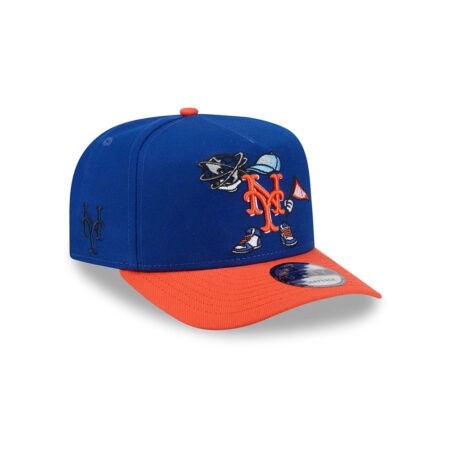 New York Mets Cartoon Royal Stitched Logo A-Frame Snapback Hat